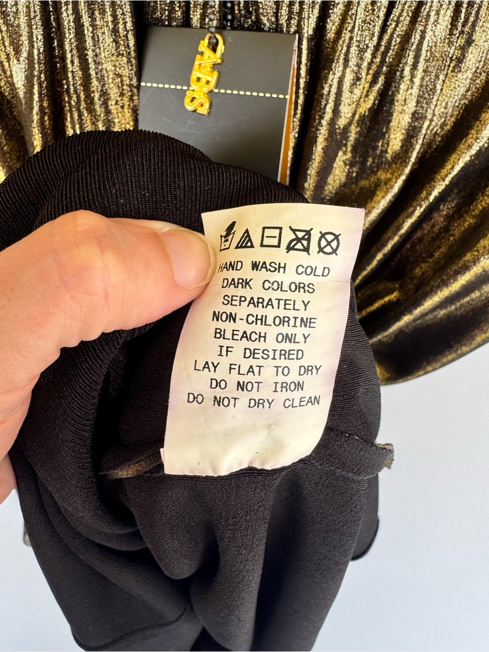 ABS Allen Schwartz Metallic Gold Short Sleeve Swing Dress - Picture 3 of 12